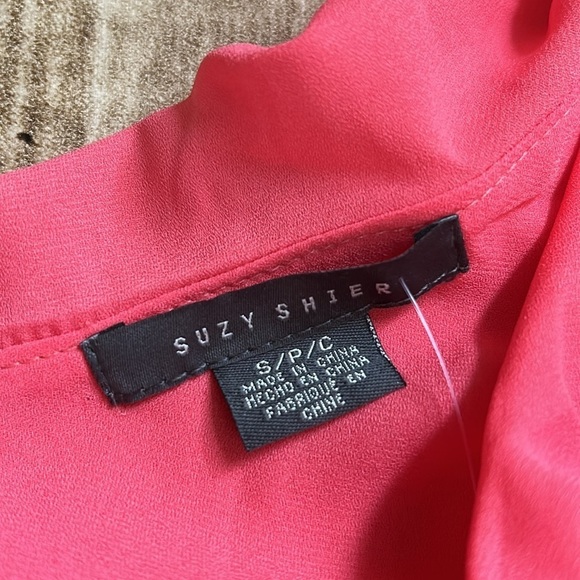 Suzy Shier Pink one Shoulder Ruffle Top - Picture 9 of 10